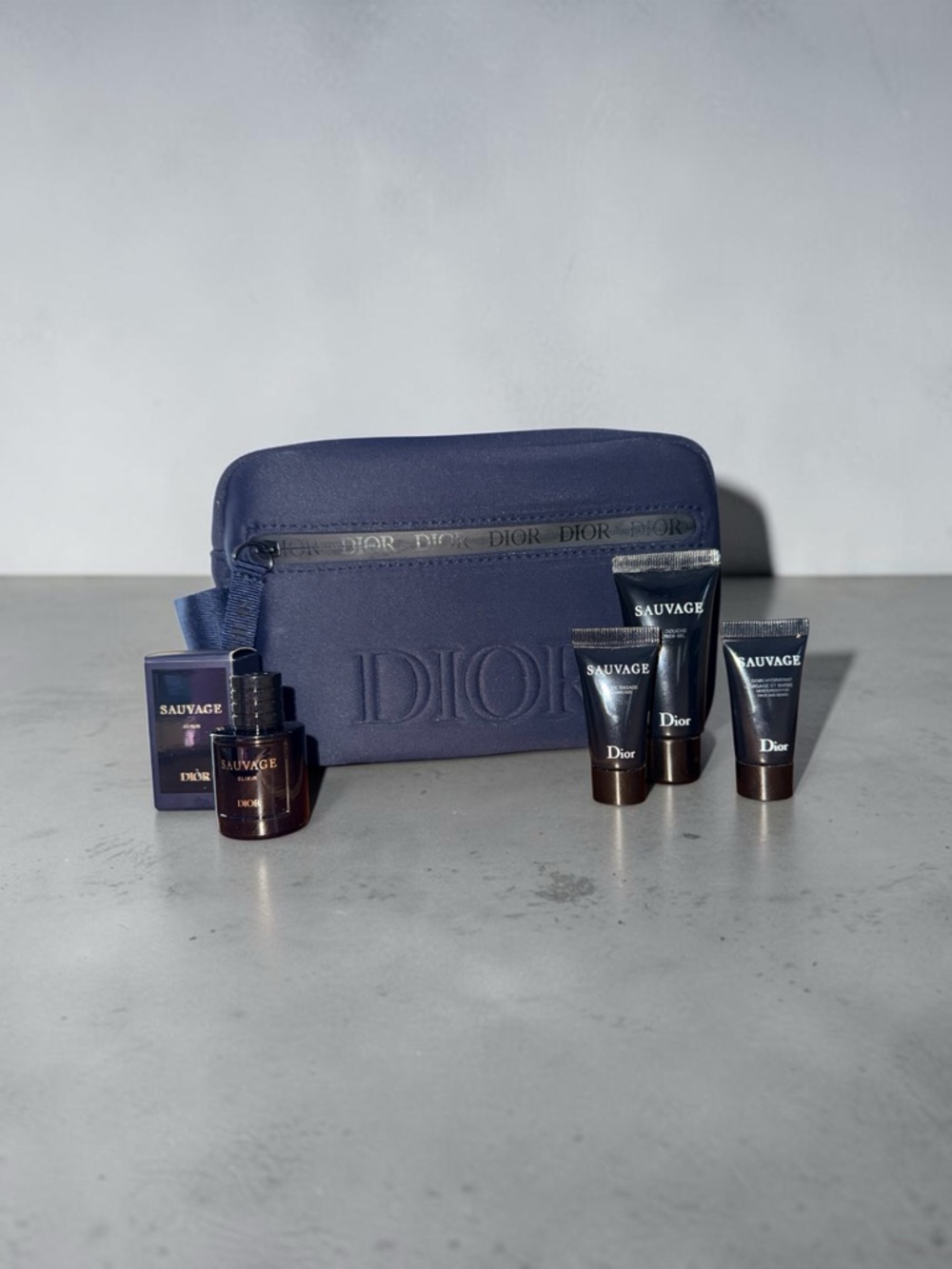 Dior Sauvage Travel Kit with Navy Blue Pouch